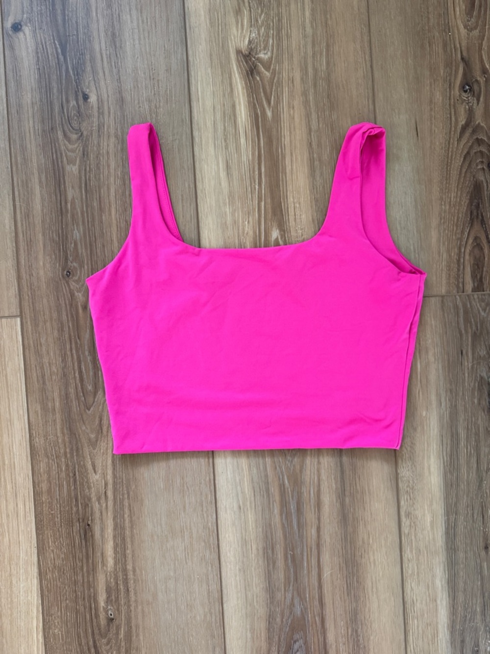 Amazon Women's Bright Hot Pink Square Neck Crop Tank Top